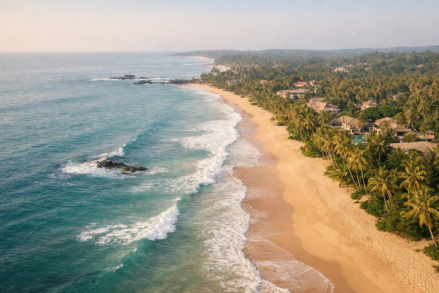 Aerial view of Sri Lanka's pristine coastline